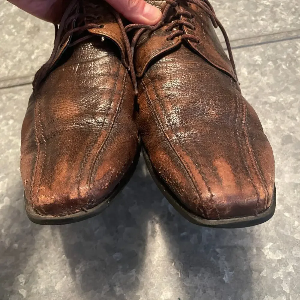 Kenzo Mens Brown Leather Square Toe Dress Shoes 6.5 Business Casual Designer